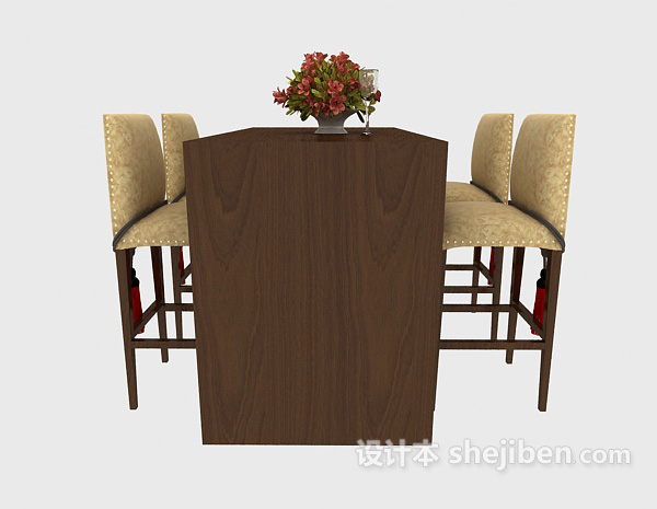 欧式风格传统精致桌椅组合3d模型下载