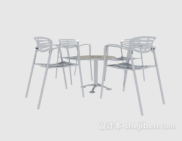 免费简约风格桌椅组合3d模型下载