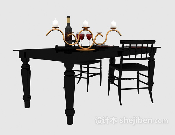 简欧风格风格餐桌3d模型下载