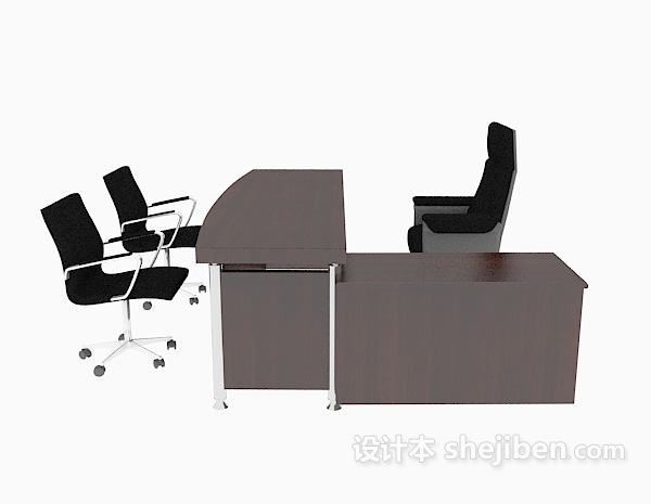 现代风格老板办公桌椅组合3d模型下载