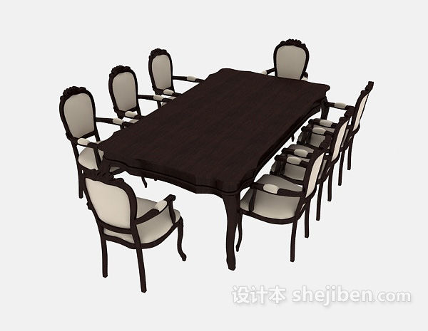 其它美式简洁家居餐桌3d模型下载