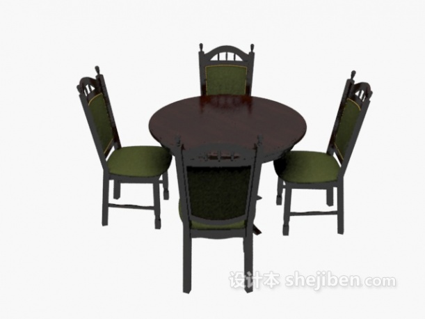 精致复古桌椅组合3d模型下载