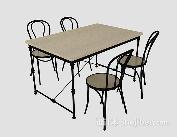休闲家居桌椅组合3d模型下载