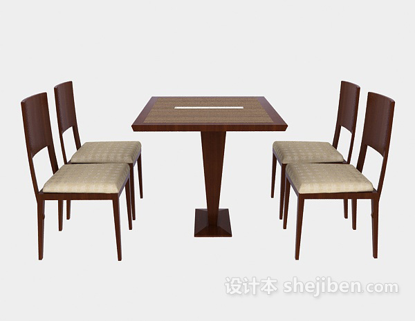中式风格中式餐桌餐椅3d模型下载