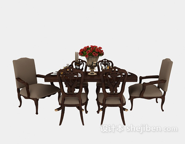 欧式风格豪华欧式餐桌3d模型下载