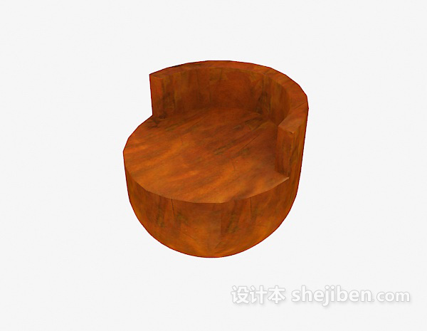 现代风格原木椅子3d模型下载