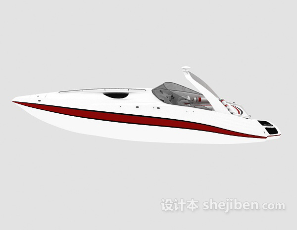 现代风格白色游艇3d模型下载