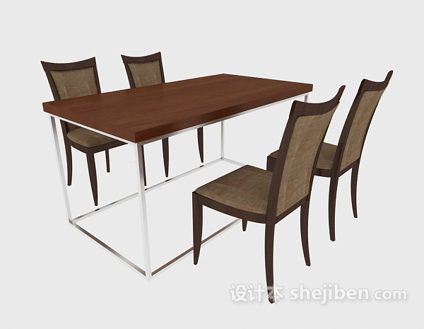 简约实木餐桌椅3d模型下载
