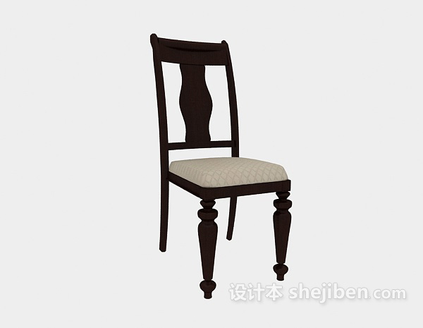 免费简约实木餐椅3d模型下载