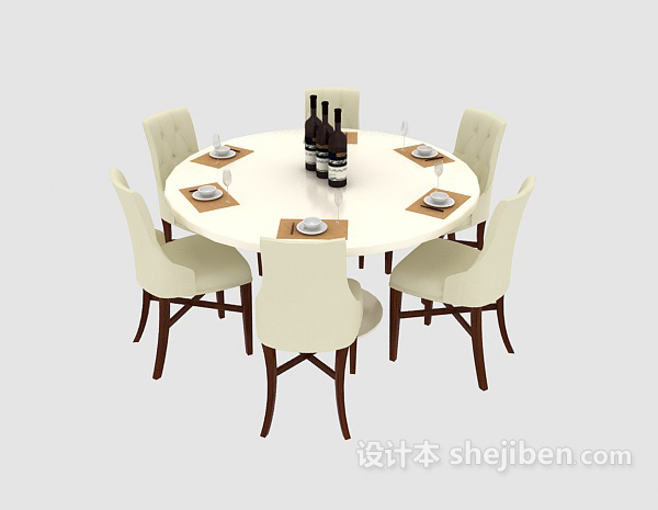 简约家庭餐桌椅3d模型下载