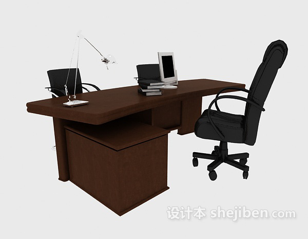 免费办公室桌椅组合3d模型下载
