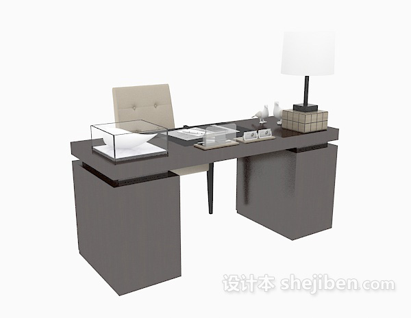 个人实木办公桌3d模型下载