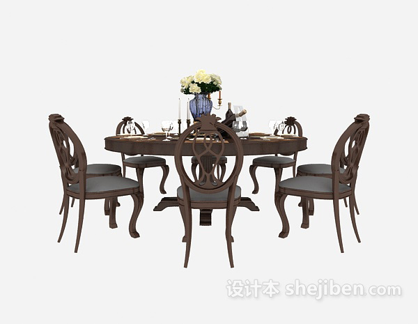 欧式风格欧式家居餐桌3d模型下载