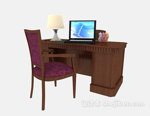 现代风格家居办公书桌3d模型下载