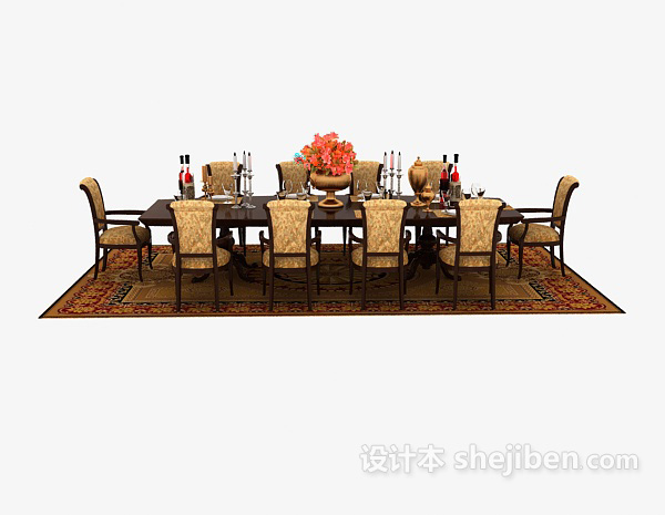 欧式风格欧式风格豪华餐桌椅3d模型下载
