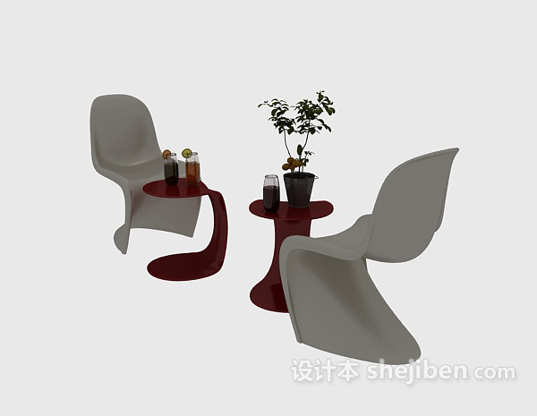 简约个性桌椅组合3d模型下载