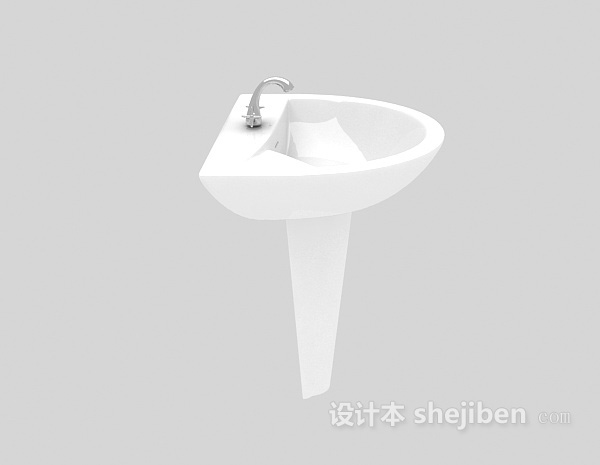 陶瓷白色洗手池3d模型下载