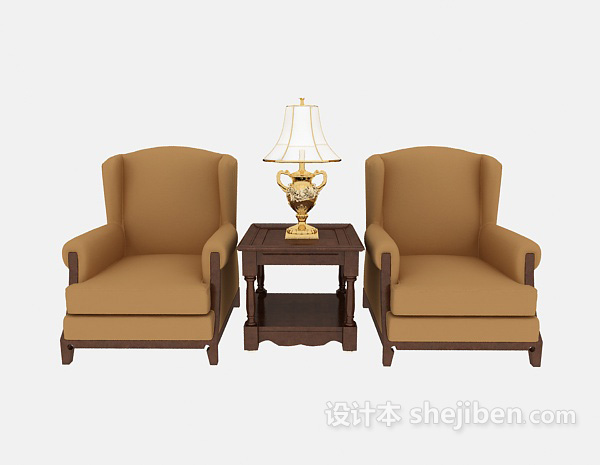 欧式风格欧式单人扶手沙发3d模型下载