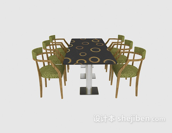 田园风格简约绿色桌椅3d模型下载