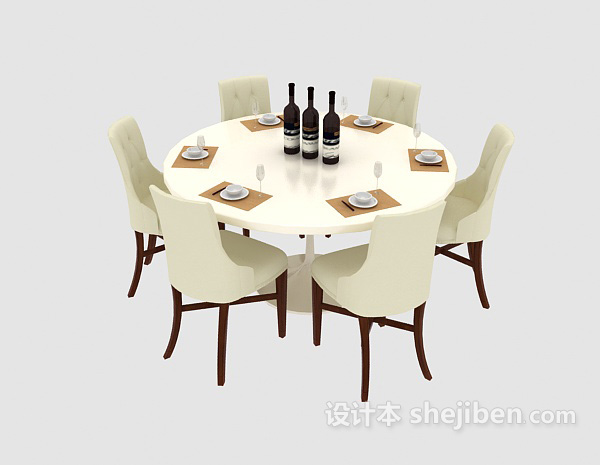 免费简约家庭餐桌椅3d模型下载