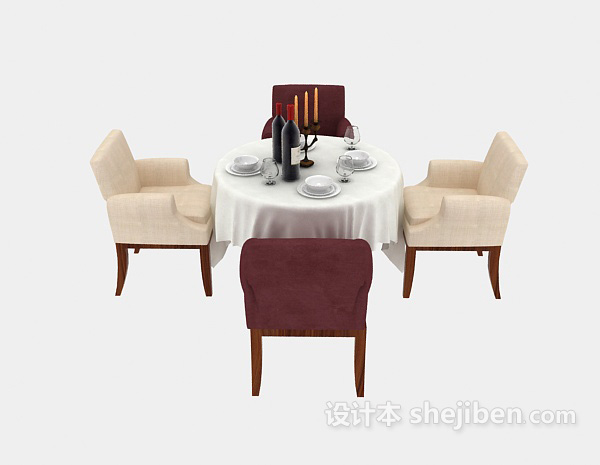 酒店 餐桌3d模型下载