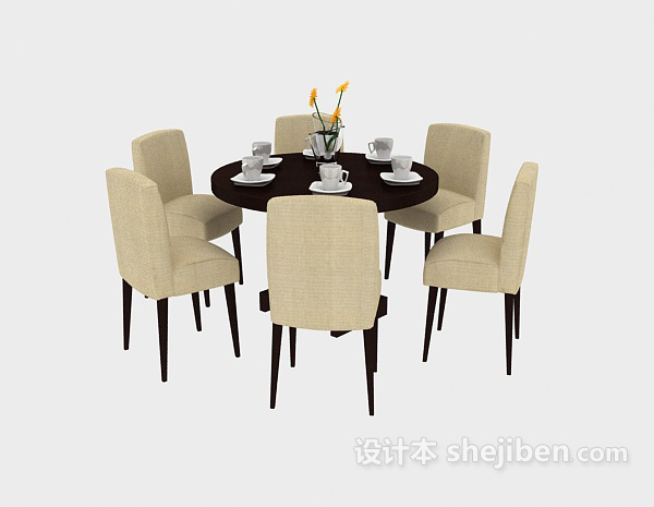 免费餐厅实木桌椅餐椅3d模型下载