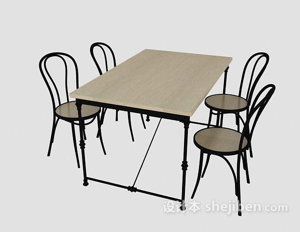 免费休闲家居桌椅组合3d模型下载