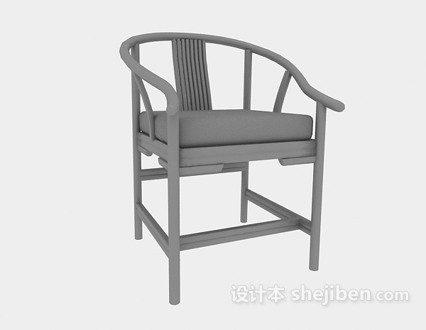 免费实木中式扶手餐椅3d模型下载