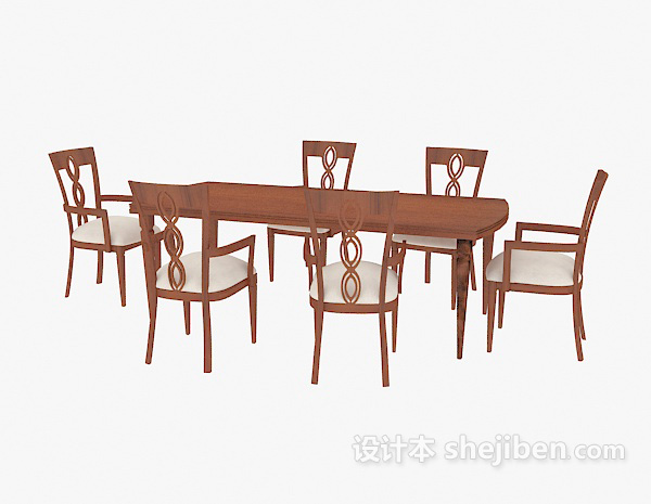 免费田园家居餐桌椅3d模型下载