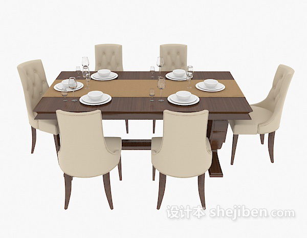 东南亚风格东南亚家居桌椅组合3d模型下载