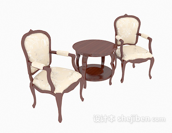 美式风格休闲桌椅组合3d模型下载