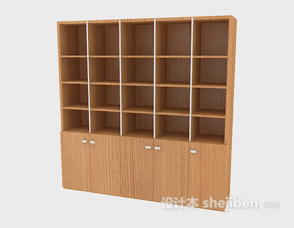 免费实木现代书柜3d模型下载