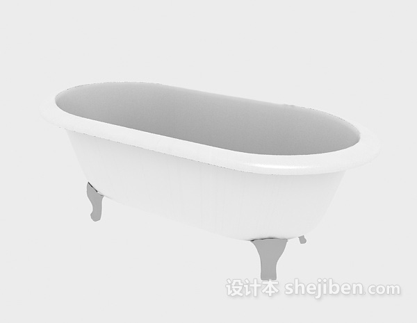 免费白色陶瓷浴缸3d模型下载