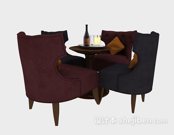 免费茶桌椅组合3d模型下载