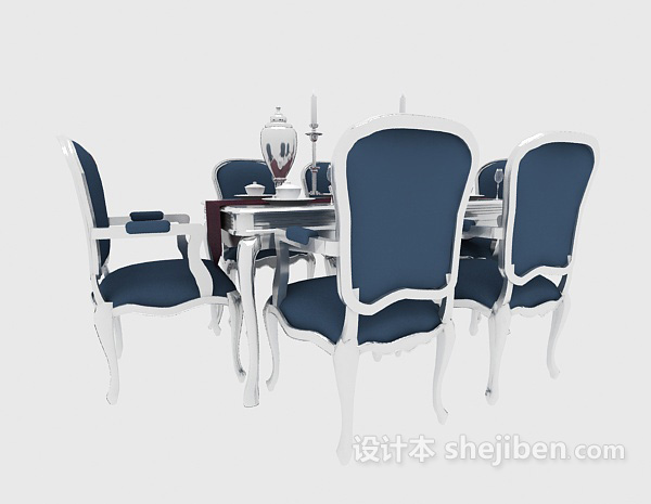 免费地中海风格餐桌椅3d模型下载