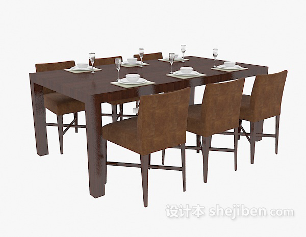 东南亚家居餐桌3d模型下载