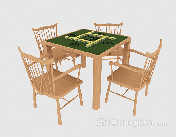 免费简约麻将桌椅组合3d模型下载