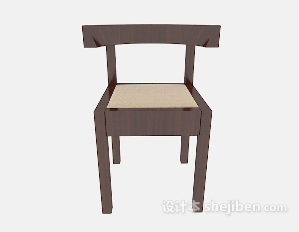 现代风格简易实木家居椅3d模型下载