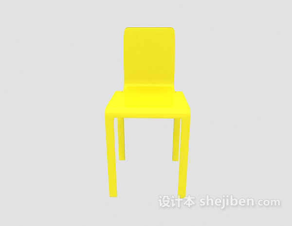 现代风格黄色塑料休闲椅3d模型下载