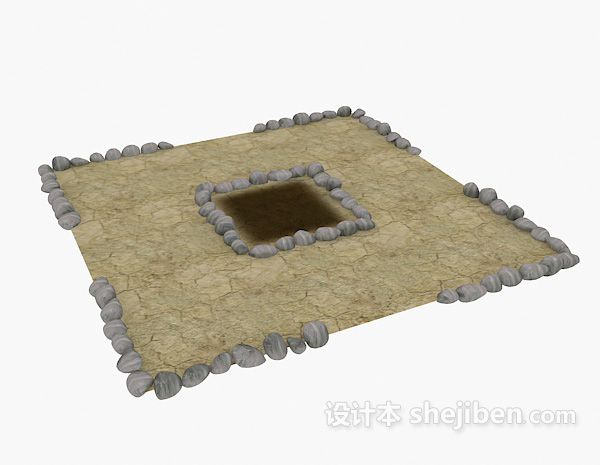 免费户外建筑石子小路3d模型下载