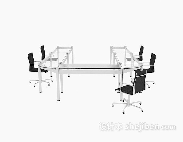 现代风格会议桌椅组合3d模型下载