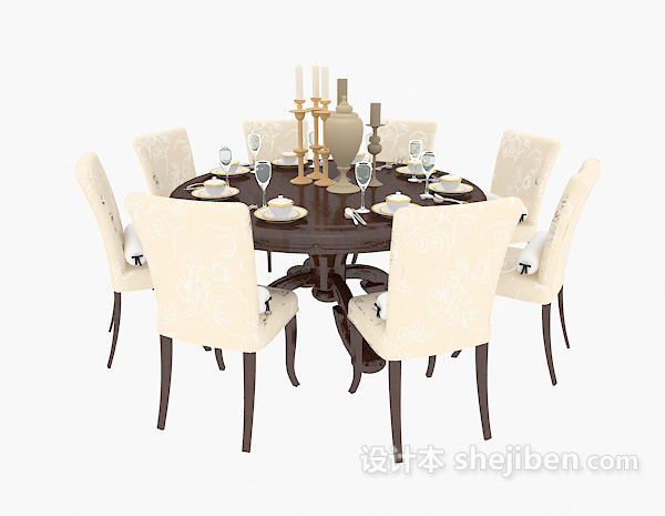 其它美式豪华家居餐桌3d模型下载