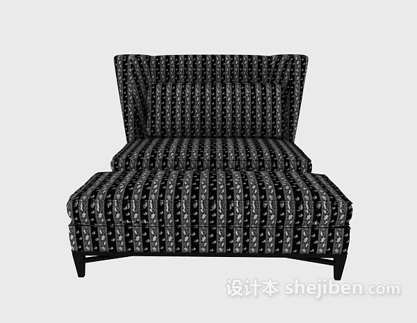 欧式风格格子沙发及沙发凳3d模型下载