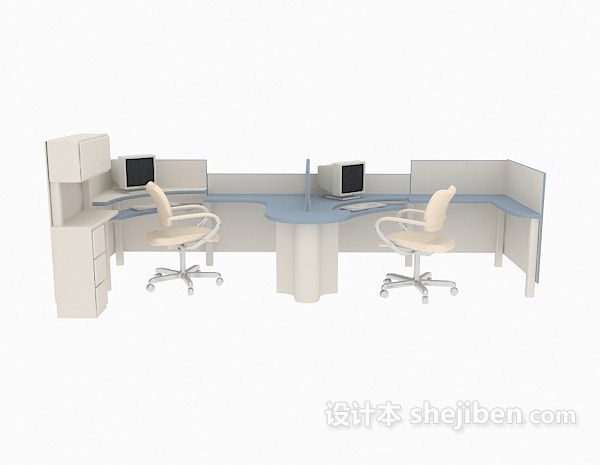 现代风格小隔间办公桌3d模型下载