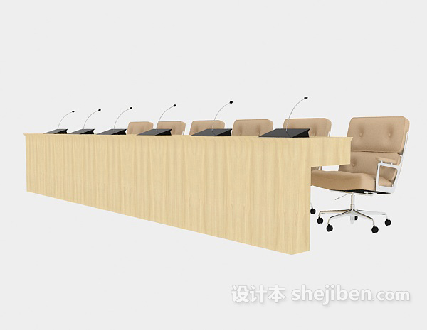 主席台桌椅组合3d模型下载