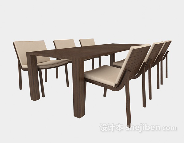 棕色休闲桌椅组合3d模型下载