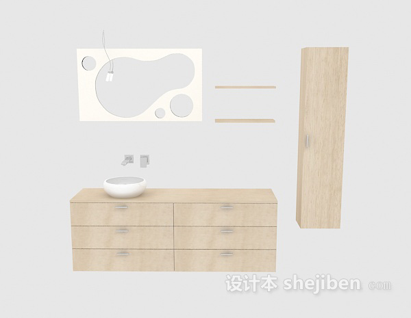 现代风格家居实木浴柜3d模型下载