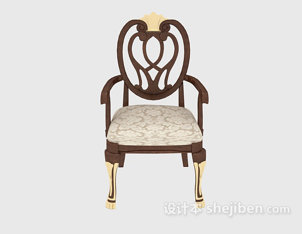 欧式风格精致欧式实木椅3d模型下载