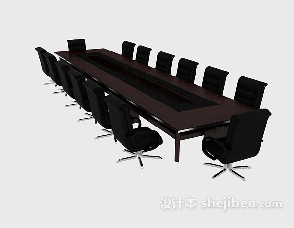 免费公司实木会议桌3d模型下载