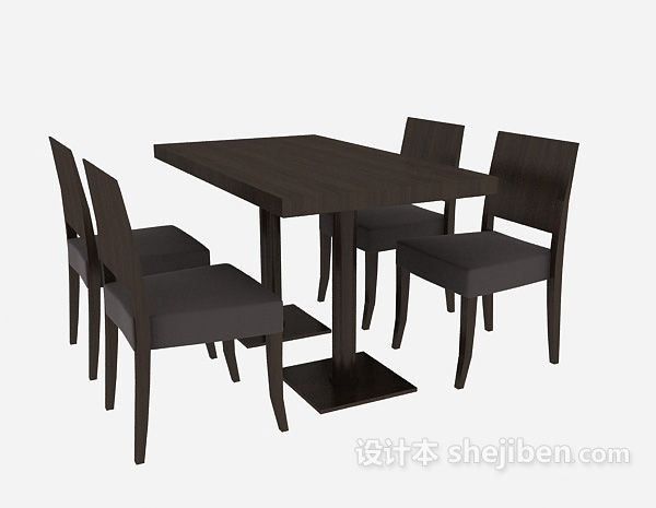 免费餐厅实木餐桌餐椅3d模型下载